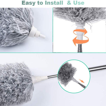 1279 Microfiber Dusters For Cleaning Telescoping Feather Duster With 100 Inches Extendable Handle Pole Dusting Cleaning Tools For Cleaning High Ceiling Ceiling Fan Blinds Cobwebs Furniture Cars