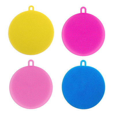 6078 Silicone Dish Scrubber Sponge Mildew Free Non Stick (Mix Color)