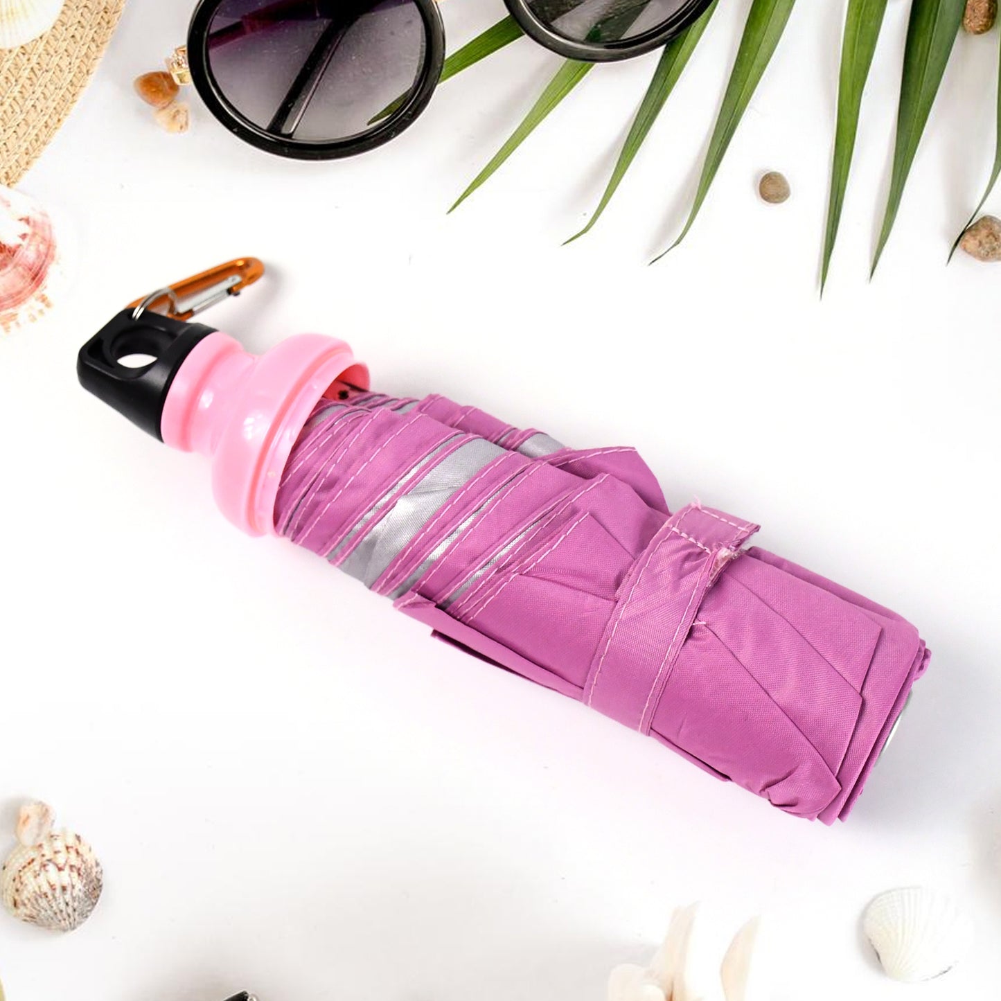 4 Fold Foldable Bottle Summer Umbrella For On-the-go (1 Pc  Mix Color)