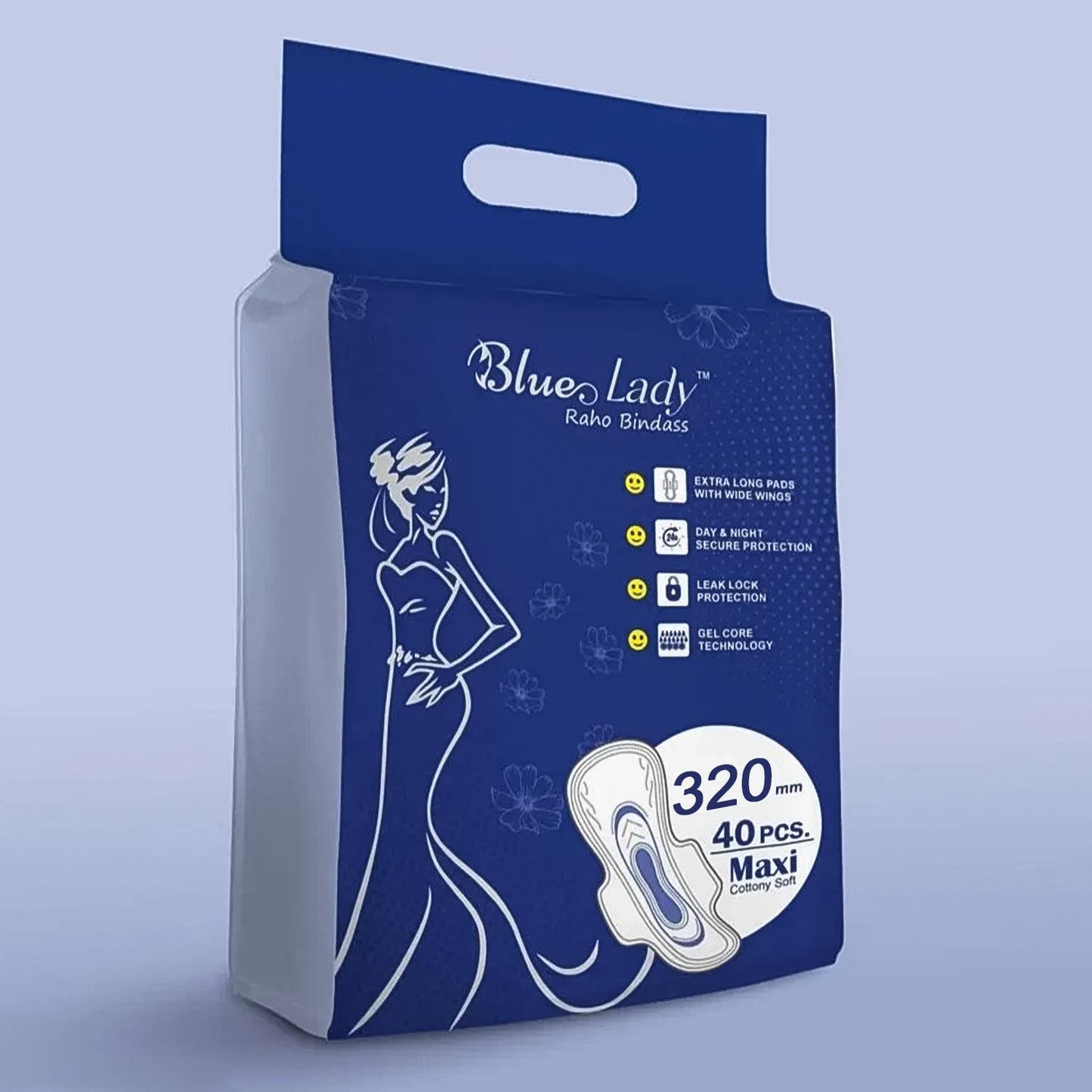 Blue Lady Extra Long Pads With Wides Wings Sanitary Pads  320 Mm 40-pack