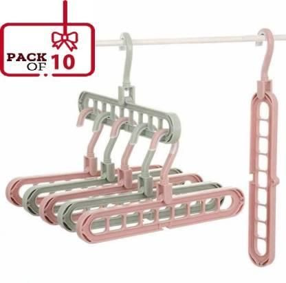 Foldable Clothes Hanger (Multicolor, Pack Of 10)