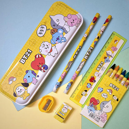 3294 Stationery Kit For Kids - Stationery Set Includes Metal Pencil Box Sharpener Pencil And Eraser Set School Supply Set Birthday Return Gift For Kids Boys Girls (12 Pc Set)