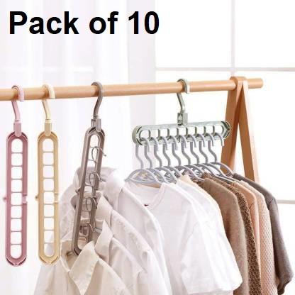 Foldable Clothes Hanger (Multicolor, Pack Of 10)