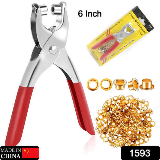 1593 Grommet Setting Tool With 25 Pcs Gold Eyelets Grommets Steel Hole Punch Setter Kit For Leather Canvas All Fabrics Men And Women Clothes Shoes Belts Bags Crafts