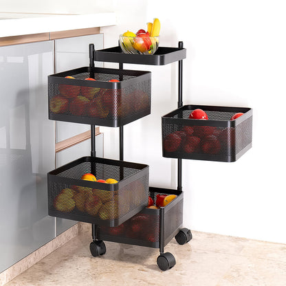 Metal Square High Quality Kitchen Trolley With Wheels (4 Layer  1 Pc)