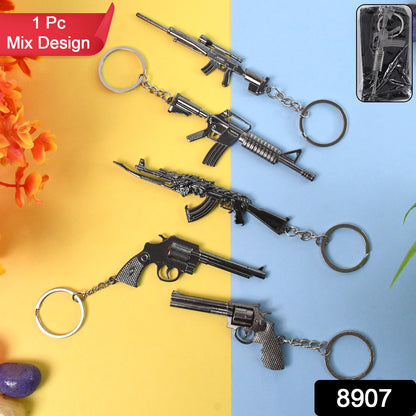 Mix Design Metal Gun Keychain With Case (1 Pc  Mix Design)