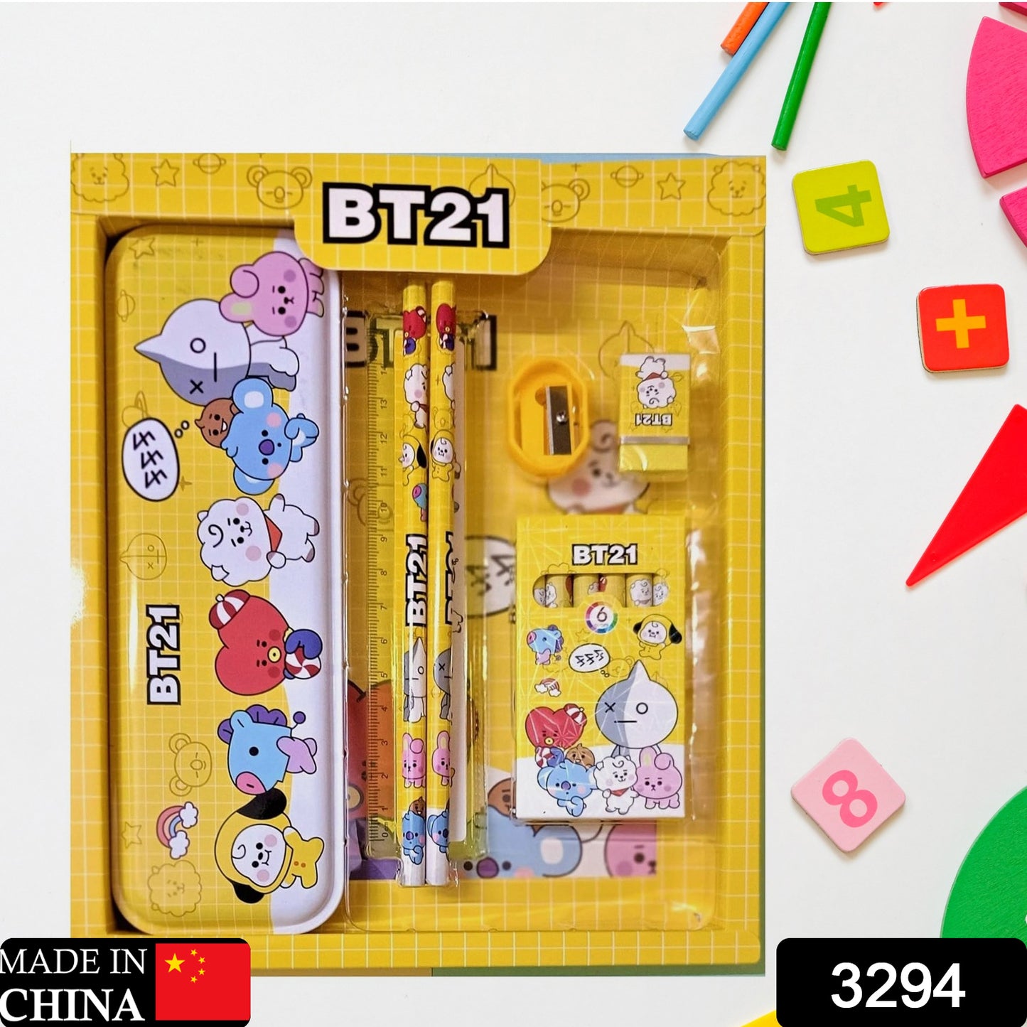 3294 Stationery Kit For Kids - Stationery Set Includes Metal Pencil Box Sharpener Pencil And Eraser Set School Supply Set Birthday Return Gift For Kids Boys Girls (12 Pc Set)