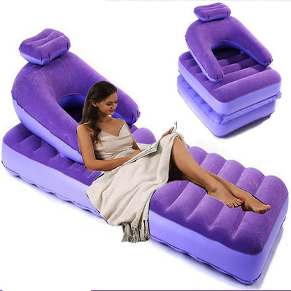 2 In 1 Air Mattress  Lounger Portable Inflatable Mattress Air Sofa With Air Hand Pump (17575 Cm)