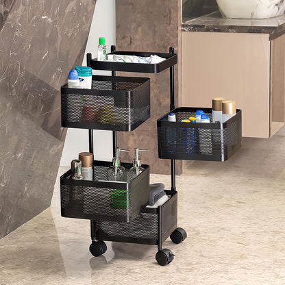 Metal Square High Quality Kitchen Trolley With Wheels (4 Layer  1 Pc)