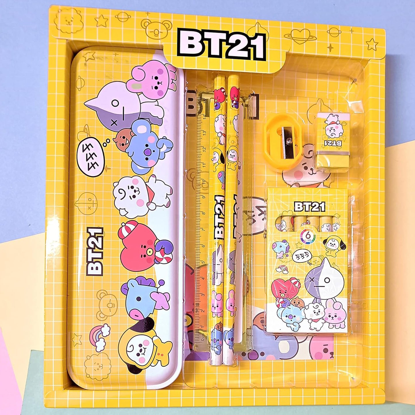 3294 Stationery Kit For Kids - Stationery Set Includes Metal Pencil Box Sharpener Pencil And Eraser Set School Supply Set Birthday Return Gift For Kids Boys Girls (12 Pc Set)