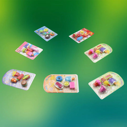 4392 Mix Design 1set Fancy  Stylish Colorful Erasers For Children Different Designs  Mix Eraser Set For Return Gift Birthday Party School Prize (1set 5pc)