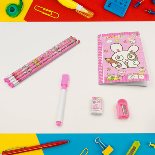 4299 Stationery Kit For Kids - Stationery Set Includes Wooden Pencil Sharpener Pencil And Eraser Set Small Diary School Supply Set Birthday Return Gift For Kids Boys Girls (8 Pc Set)