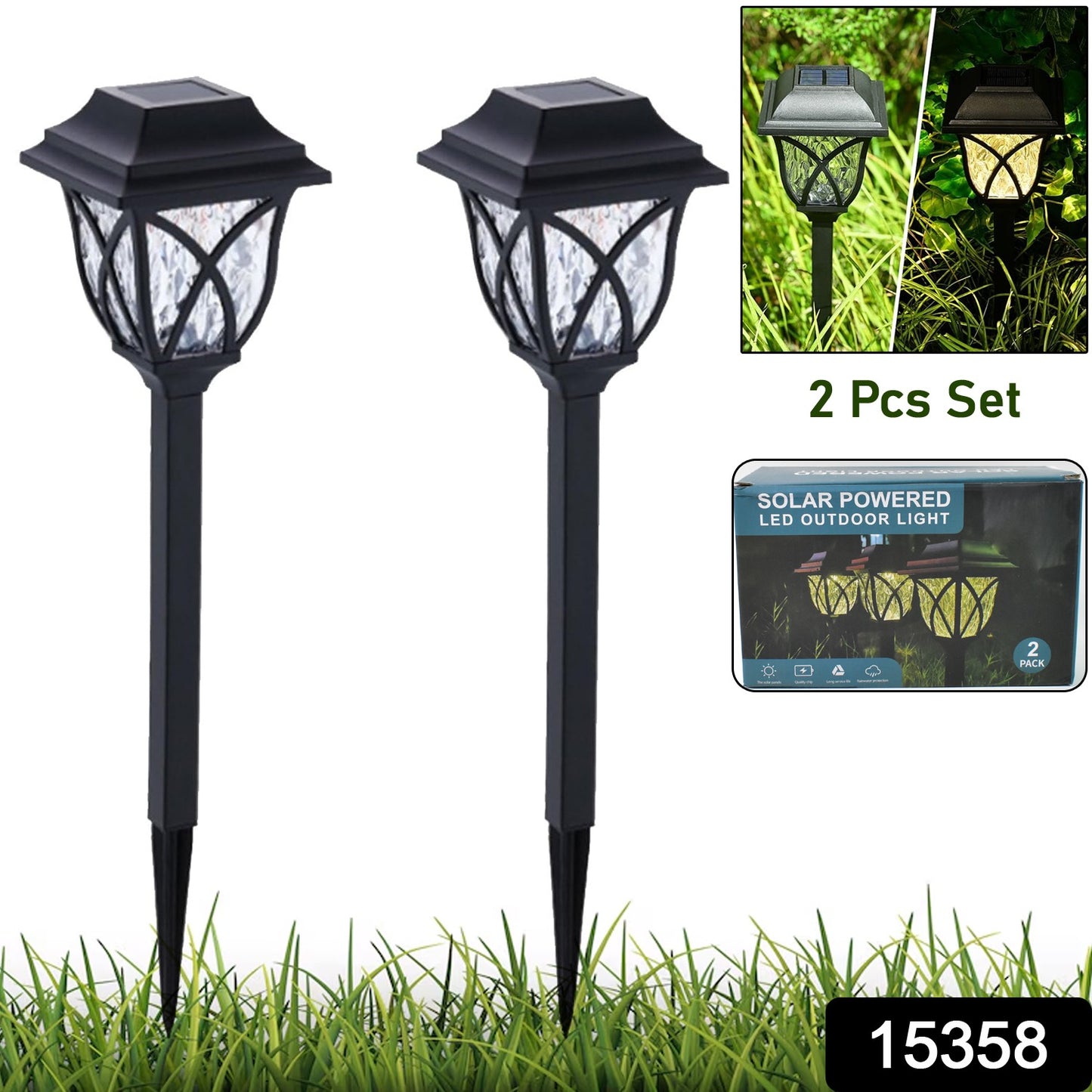 Solar Pathway Lights Outdoor Garden Lights (2 Pcs Set)