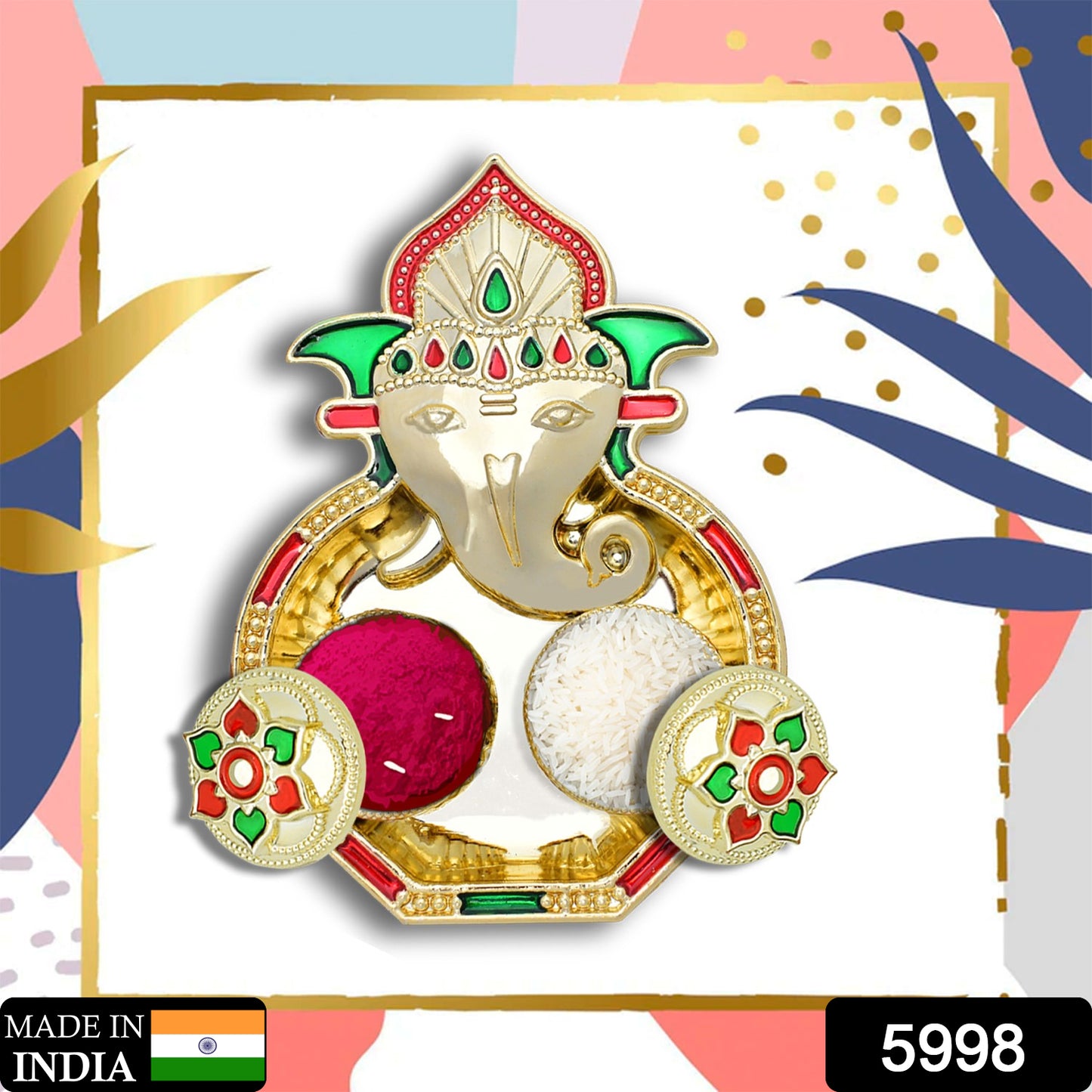 5998 Ganesha Shaped Haldi Kumkum Thali Holder Pooja Return Gift Indian Housewarming Gifts Shivratri Wedding Favor Navarathri Favors Baby Shower Janmashtami Rakasha Bandhan Special