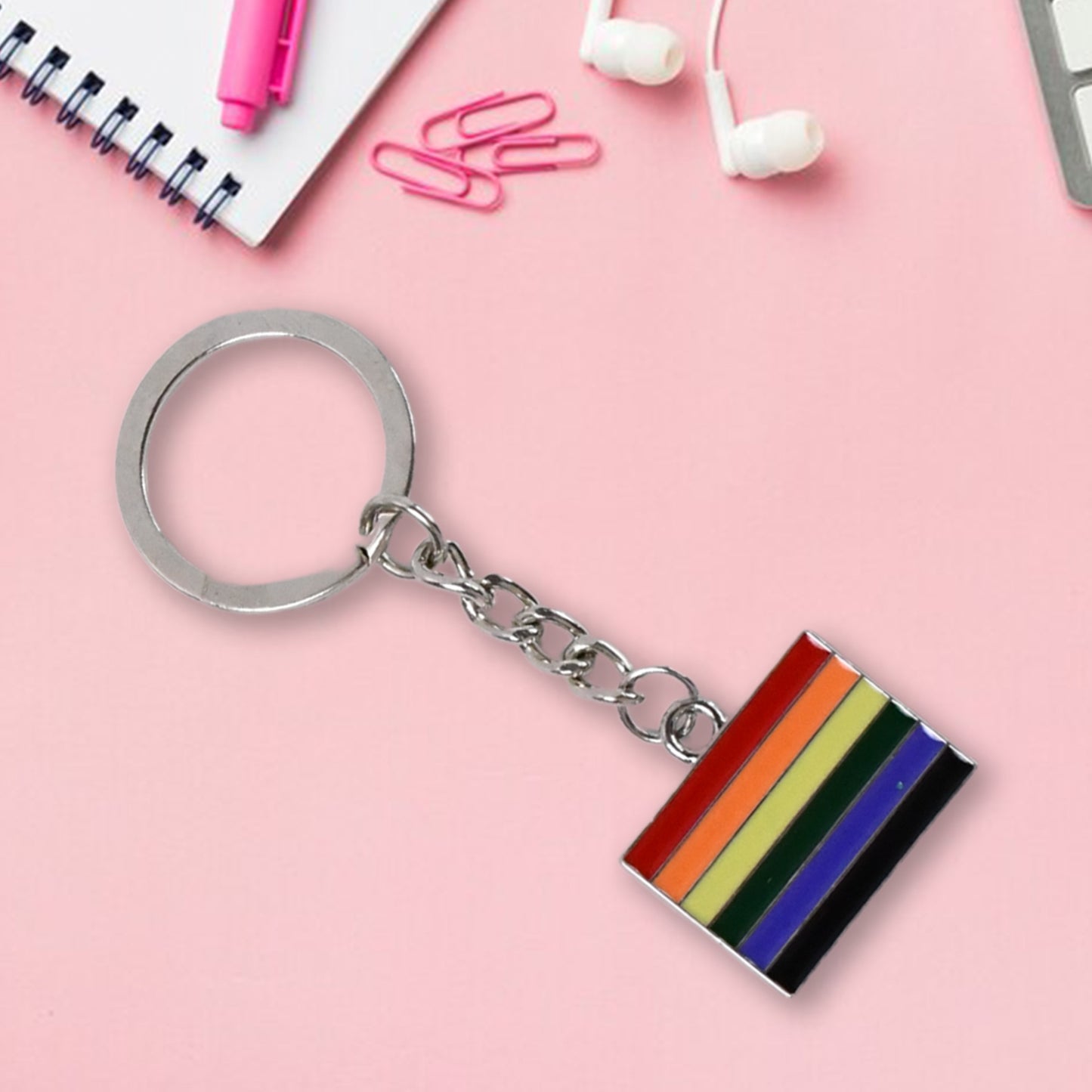 Rainbow Design Metal Keyring Key Chain (1 Pc)