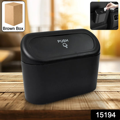 Plastic Mini Car Trash Can  Bin With Lid (1 Pc  With Brown Box)