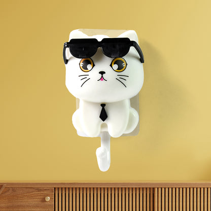 Cat Hook For Wall Cute Cat Key Hook With Sunglasses (1 Pc)