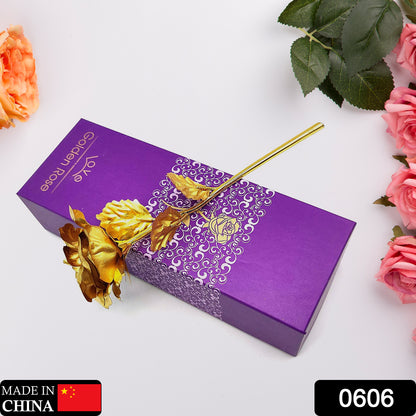 0606 Luxury Decorative Gold Plated Artificial Golden Rose With Premium Box