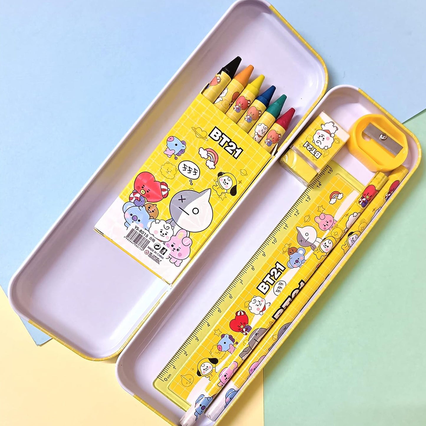 3294 Stationery Kit For Kids - Stationery Set Includes Metal Pencil Box Sharpener Pencil And Eraser Set School Supply Set Birthday Return Gift For Kids Boys Girls (12 Pc Set)