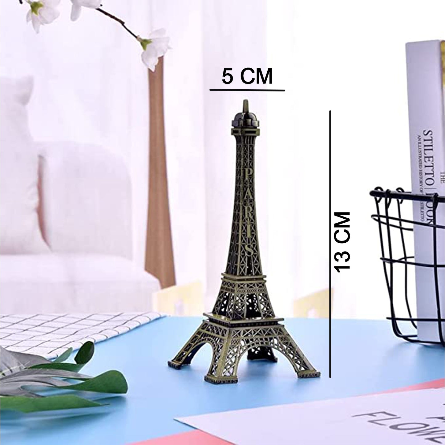 4733 Antique Finish 3d Metal Paris Eiffel Tower Metal Craft Famous Landmark Building Metal Statue Cabinet Office Gifts Decorative Showpiece.