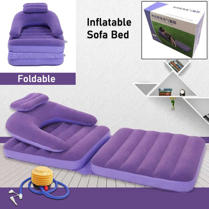 2 In 1 Air Mattress  Lounger Portable Inflatable Mattress Air Sofa With Air Hand Pump (17575 Cm)