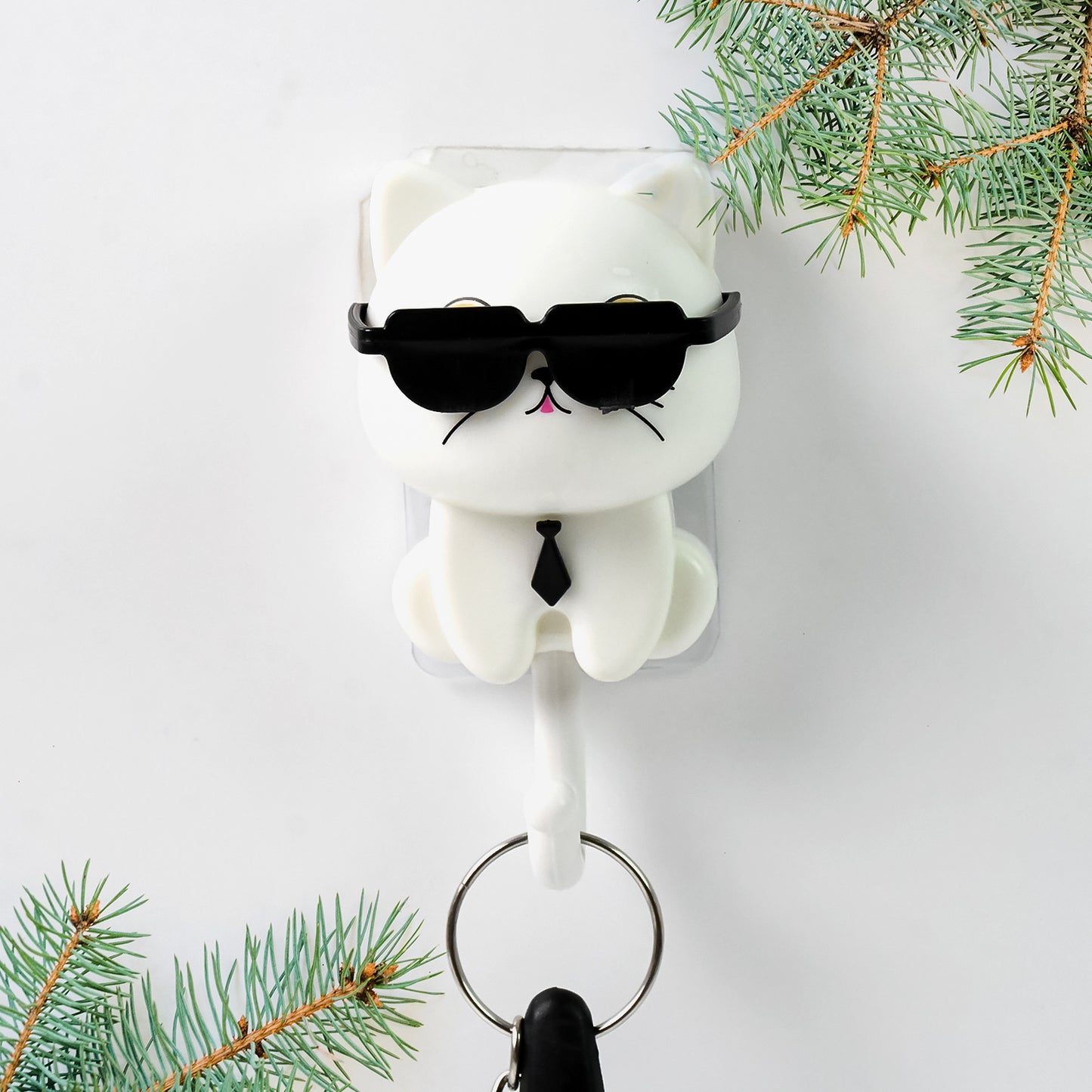 Cat Hook For Wall Cute Cat Key Hook With Sunglasses (1 Pc)