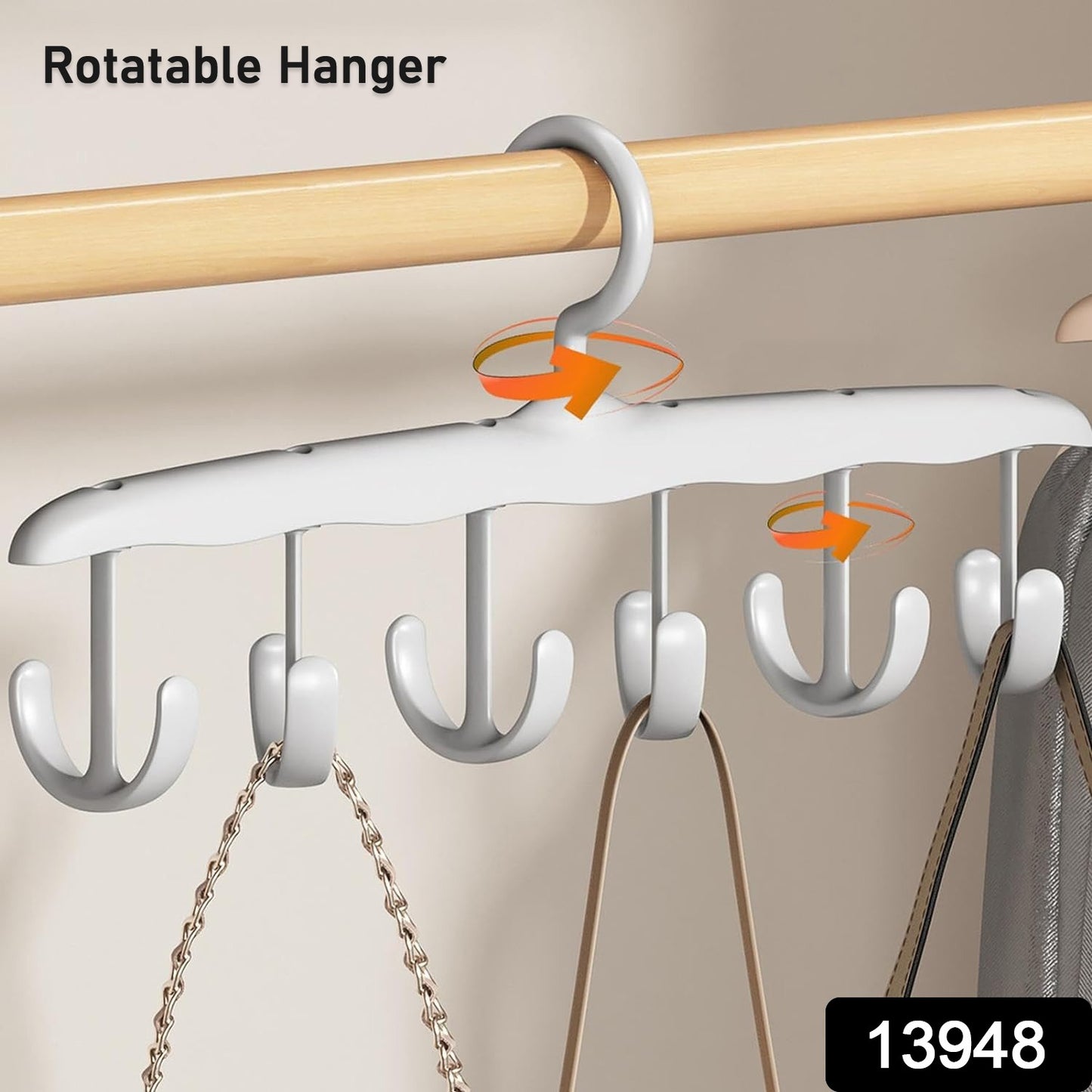 13948 Tank Top Hanger 12-hook Space Saving Hanger Capacity Rotatable Wood Space Saving Hanger Closet Organizers And Storage For Dorm  Apartment For Tank Top