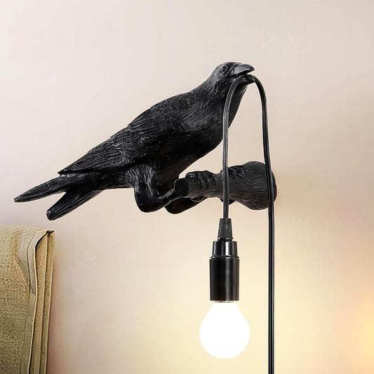 Crow Birds Table Lamps With Vintage Edison Bulb Bird Lamp (1 Set)